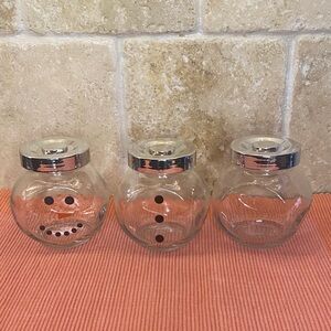 Set of Three Snowman Glass Jars